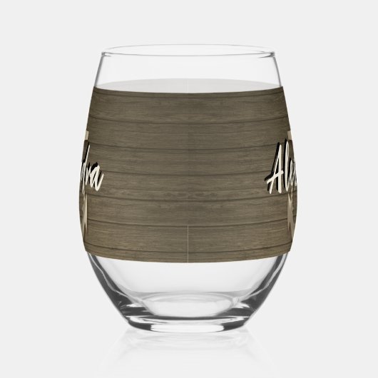 カスタム航海のボートいかり名ウッド ステムなしワイングラス (左)