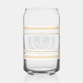 カスタム航海のボートネームいかりネイビーブルー縁ど ガラス缶 (裏面)