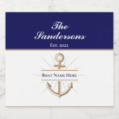 カスタム航海のボートパーティーはっきりしたブルーいかり名 ビールラベル (シングルラベル)