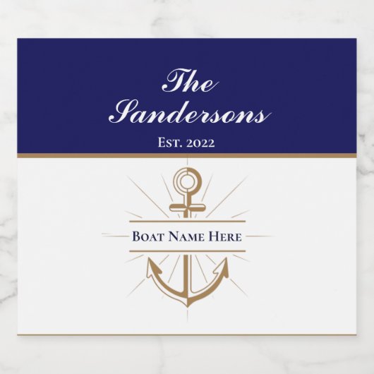 カスタム航海のボートパーティーはっきりしたブルーいかり名 ビールラベル (シングルラベル)