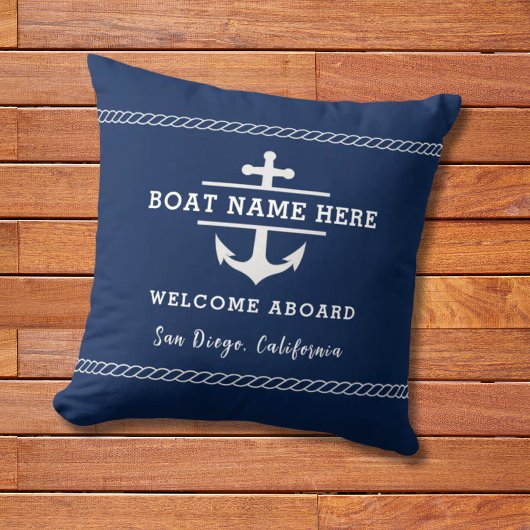 カスタム航海のボート名ウェルカムアボードいかり クッション