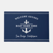 カスタム航海のボート名ウェルカムアボードいかり ドアマット (正面)