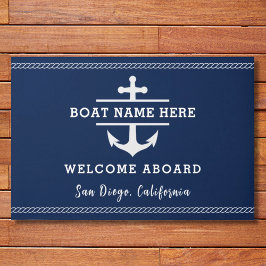 カスタム航海のボート名ウェルカムアボードいかり ドアマット