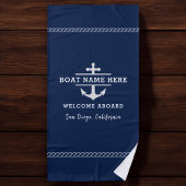 カスタム航海のボート名ウェルカムアボードいかり ビーチタオル