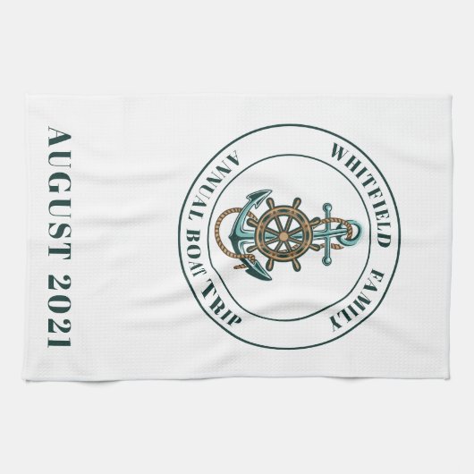 カスタム航海の家族サマービーチバケーション キッチンタオル (横)