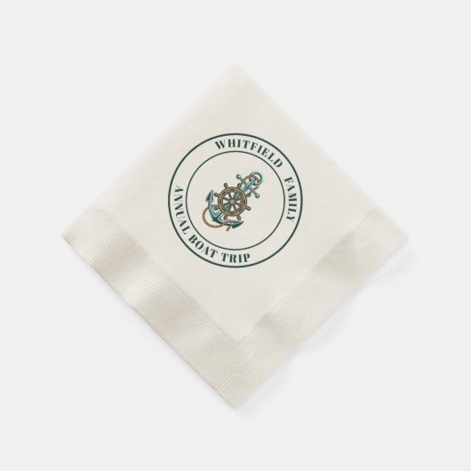 カスタム航海の家族ヨットサマーセーリング 縁ありカクテルナプキン (角)