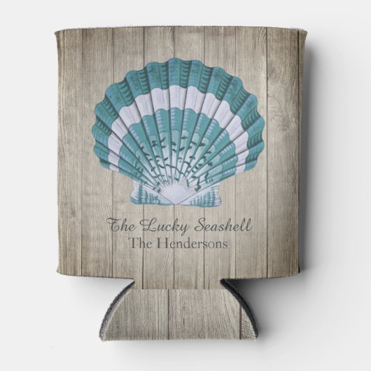 カスタム航海の海ブルーシーシェルモノグラム 缶クーラー (正面)