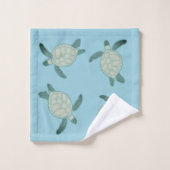 カスタム航海の海岸海タートルダスティブルー バスタオルセット (ウォッシュタオル)