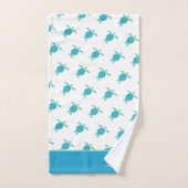 カスタム航海の海岸海タートルブルーとグレー バスタオルセット (ハンドタオル)