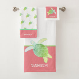 カスタム航海の海岸海亀ホワイトコーラル バスタオルセット