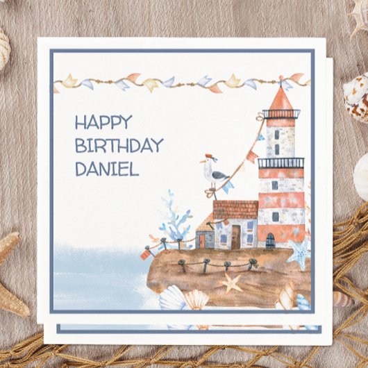 カスタム航海の灯台 スタンダードカクテルナプキン