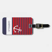 カスタム航海の赤白青ストライプの型 ラゲッジタグ (正面横)