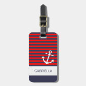 カスタム航海の赤白青ストライプの型 ラゲッジタグ (正面縦)