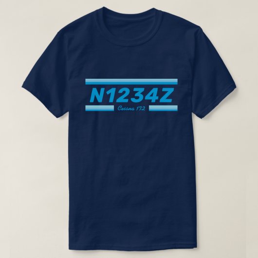 カスタム航空機ナンバーのTシャツ Tシャツ (デザイン正面)