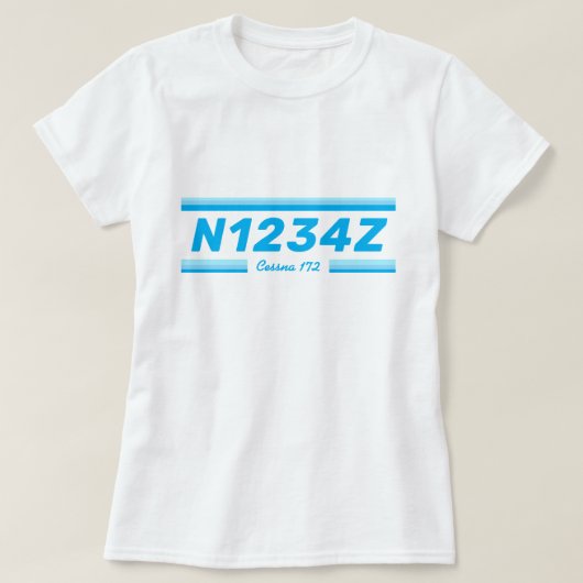 カスタム航空機ナンバープリントTシャツ Tシャツ (デザイン正面)