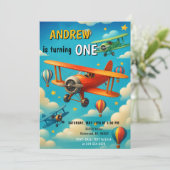 カスタム航空機最初の誕生日キッドパーティー 招待状 (スタンド正面)