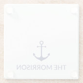 カスタム船の名航海の前いかりネイビーブルー白 ガラスコースター (裏面)