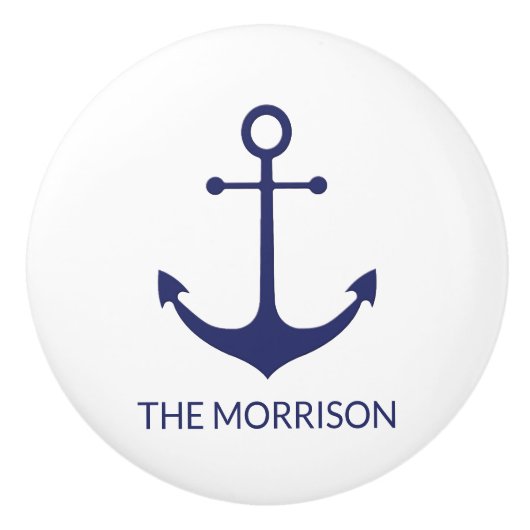 カスタム船の名航海の前いかりネイビーブルー白 セラミックノブ (正面)