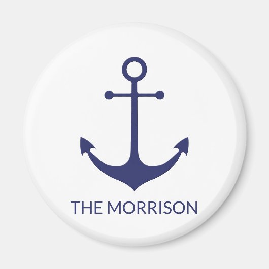 カスタム船の名航海の前いかりネイビーブルー白 マグネット (正面)