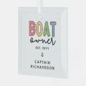 カスタム船主が新しい船主ギフトを設立 ガラスオーナメント (正面左)