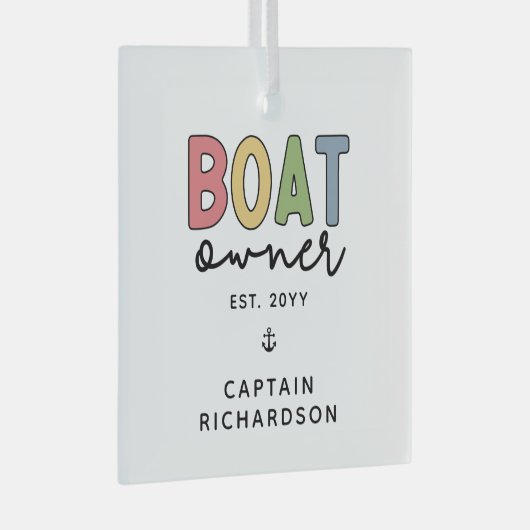 カスタム船主が新しい船主ギフトを設立 ガラスオーナメント (正面右)