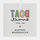 カスタム船主が新しい船主ギフトを設立 ガラスオーナメント (裏面)