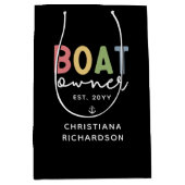 カスタム船主が新しい船主ギフトを設立 ミディアムペーパーバッグ (正面)