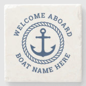 カスタム船名歓迎いかり ストーンコースター (正面)
