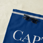 カスタム船長名(海軍の航海のいかり付き) ビーチタオル (インサイチュ)