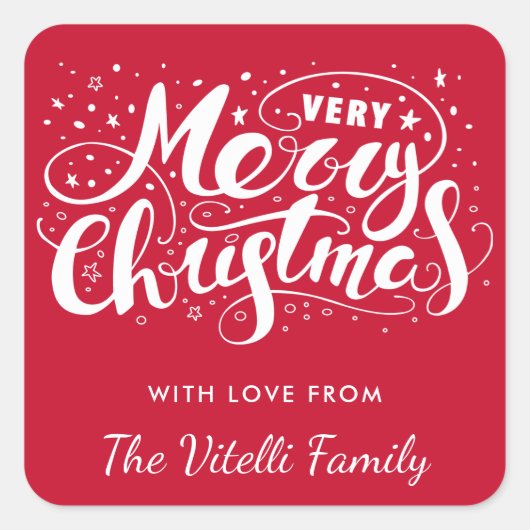 カスタム色とても陽気なクリスマスのシール スクエアシール (正面)