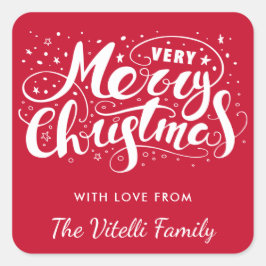 カスタム色とても陽気なクリスマスのシール スクエアシール