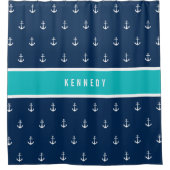 カスタム色の名前の追加航海のいかり シャワーカーテン (正面)