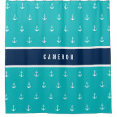 カスタム色の名前の追加航海のいかり シャワーカーテン (正面)