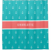 カスタム色の名前の追加航海のいかり シャワーカーテン (正面)