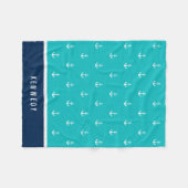 カスタム色の名前の追加航海のいかり フリースブランケット (正面(横))