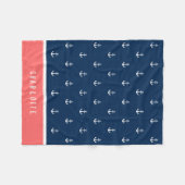 カスタム色の名前の追加航海のいかり フリースブランケット (正面(横))