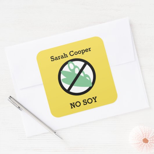 カスタム色の大豆アレルギパーソナライズされたー スクエアシール (封筒)