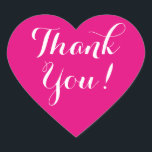 カスタム色の背景ハート感謝していを貼る ハートシール<br><div class="desc">色の背カスタム景のハート感謝していは、ブライダルシャワー、婚約結婚、記念日、誕生日、赤ちゃんシャワーなどにシールハートの形状ステッサンキューカー。コーラルピンクカスタムまたは背景色。スクリプトエレガント文字。完璧な封筒用シール/シーラーまたは結婚式のパーティーの好意感謝していラベルのゲスト。ネオンピンクのハンクスはハートを愛する。</div>