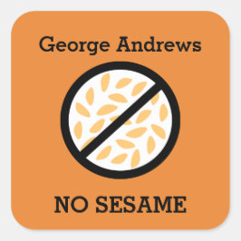 カスタム色ゴマアレルギーパーソナライズされた子 スクエアシール