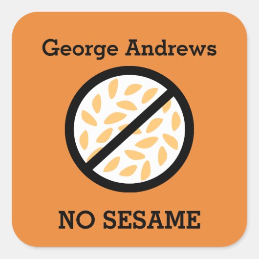 カスタム色ゴマアレルギーパーソナライズされた子 スクエアシール (正面)