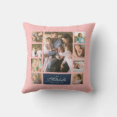 カスタム色スクリプエレガントトファミリー写真コラージュ クッション (裏面)