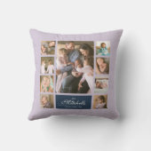 カスタム色スクリプエレガントトファミリー写真コラージュ クッション (裏面)
