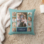 カスタム色スクリプエレガントトファミリー写真コラージュ クッション (ブランケット)