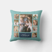 カスタム色スクリプエレガントトファミリー写真コラージュ クッション (裏面)