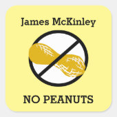 カスタム色ピーナッツアレルギパーソナライズされたー子 スクエアシール (正面)