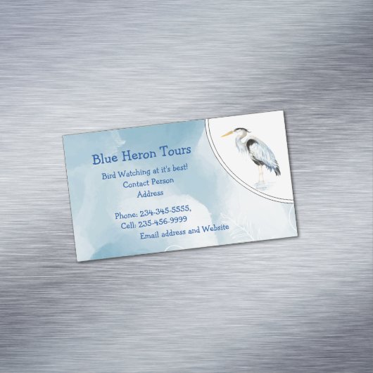 カスタム色ブルー素晴らしヘロンバード マグネット名刺 (インサイチュ)