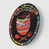 カスタム色メキシコアステカン料理ボウルの時計 ラージ壁時計 (傾斜)