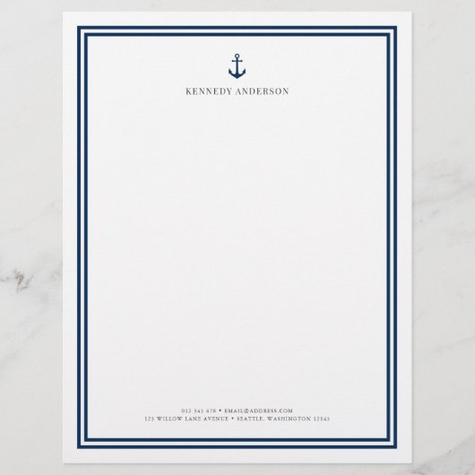 カスタム色モダンクラシックいかりパーソナライズされた レターヘッド (正面)