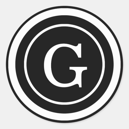 カスタム色単にシックなモノグラムステッカーラベル ラウンドシール (正面)