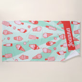 カスタム色名アイスクリームプリントビーチタオル ビーチタオル (正面)